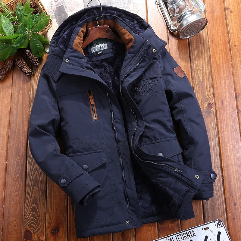 Herren wärmender Canvas-Fieldparka mit Teddyfutter, Kapuze und multifunktionalen Utility‑Taschen Drune
