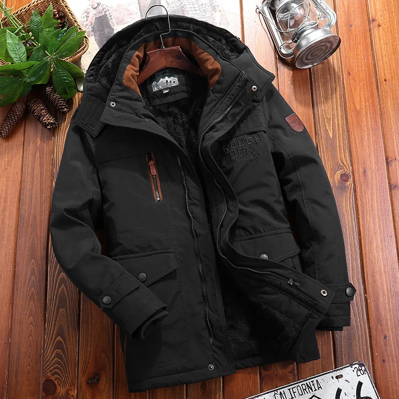 Herren wärmender Canvas-Fieldparka mit Teddyfutter, Kapuze und multifunktionalen Utility‑Taschen Drune