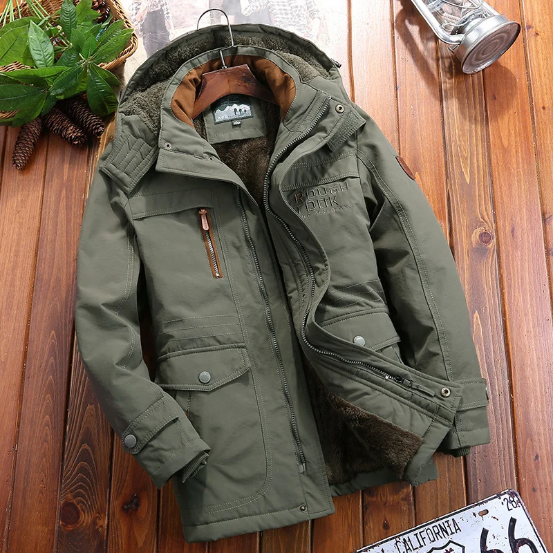 Herren wärmender Canvas-Fieldparka mit Teddyfutter, Kapuze und multifunktionalen Utility‑Taschen Drune