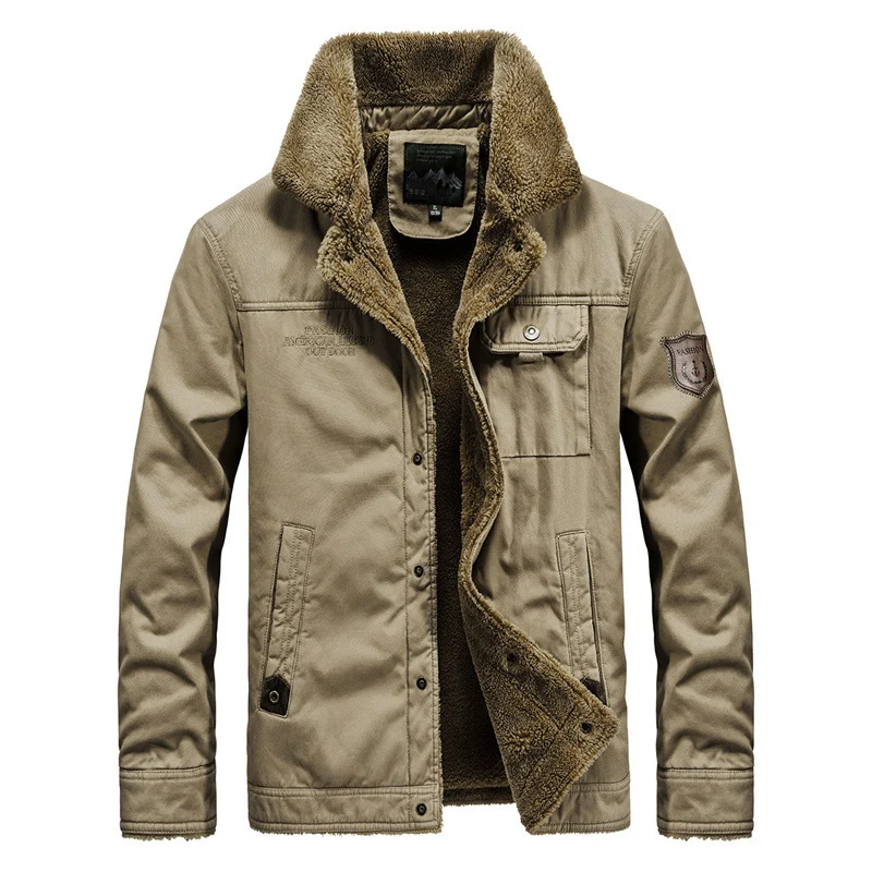 Herren warm gefütterte Canvas-Fieldjacke mit Sherpa-Innenfutter und Utility-Taschen Drune