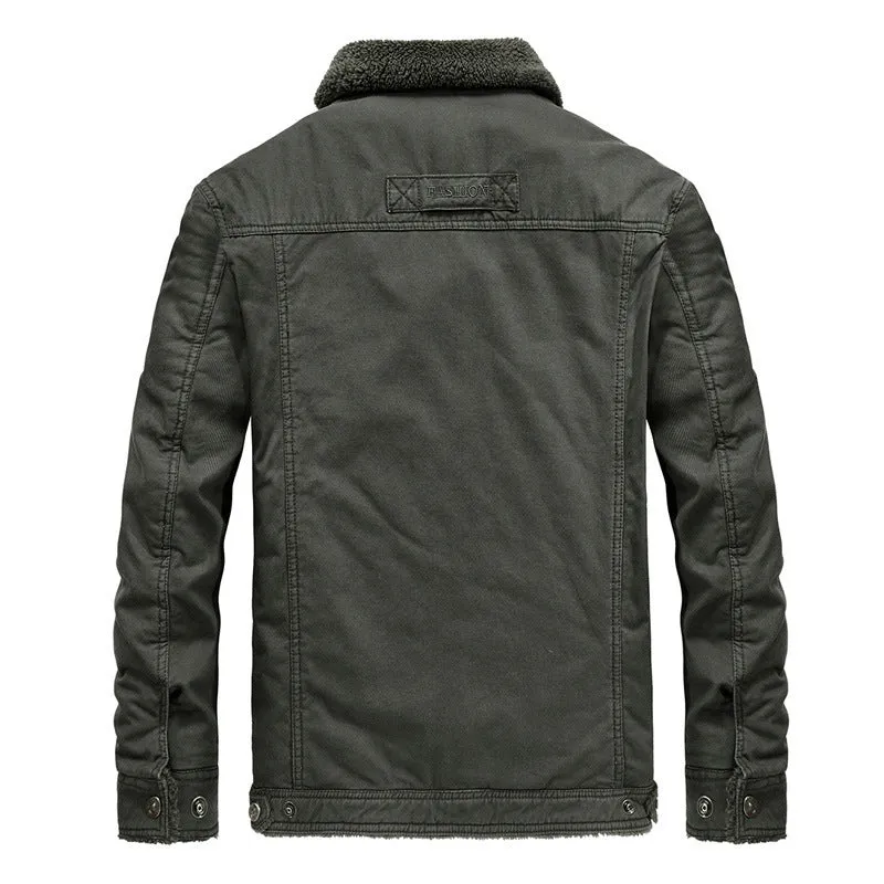 Herren warm gefütterte Canvas-Fieldjacke mit Sherpa-Innenfutter und Utility-Taschen Drune