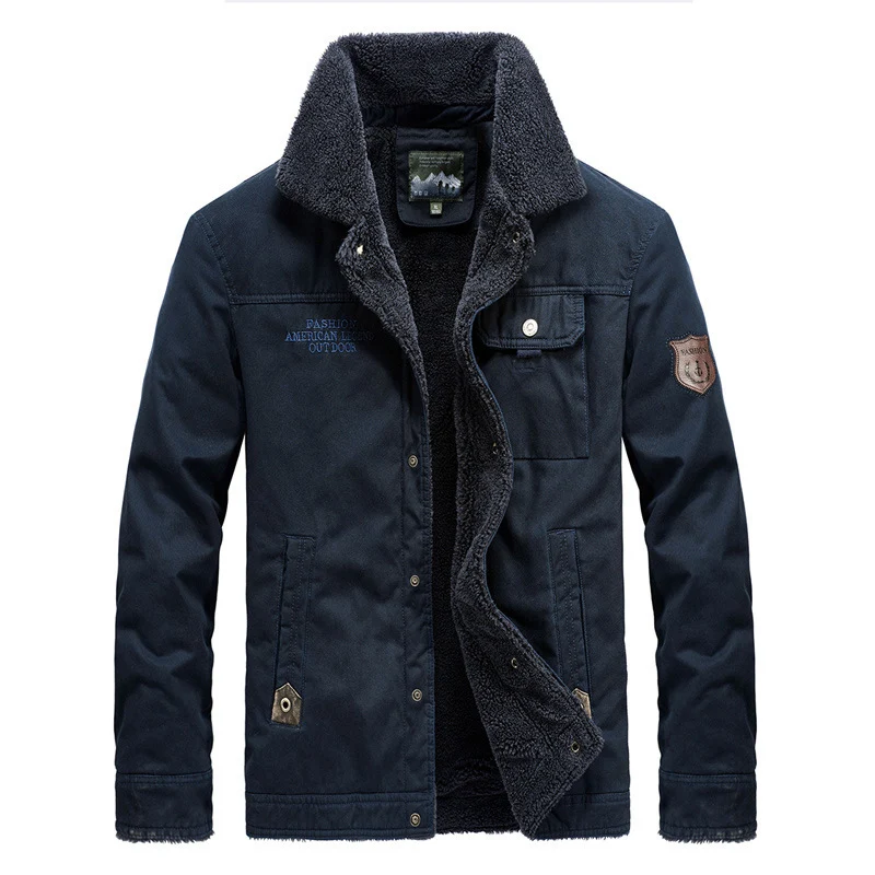 Herren warm gefütterte Canvas-Fieldjacke mit Sherpa-Innenfutter und Utility-Taschen Drune