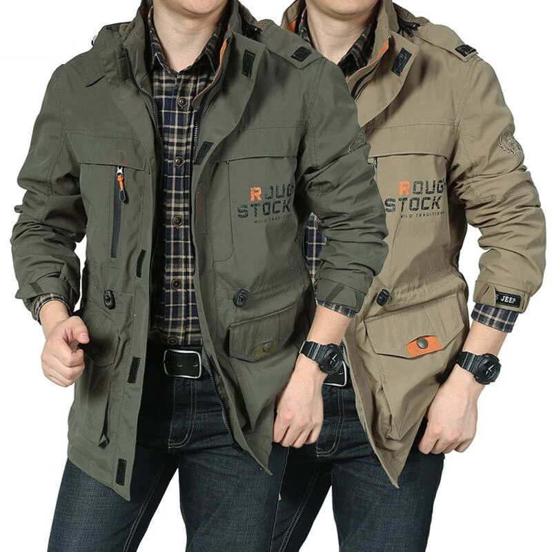 Herren vielseitiger Canvas-Fieldparka mit Kapuze, Multifunktions‑Taschen und robusten Nähten Drune
