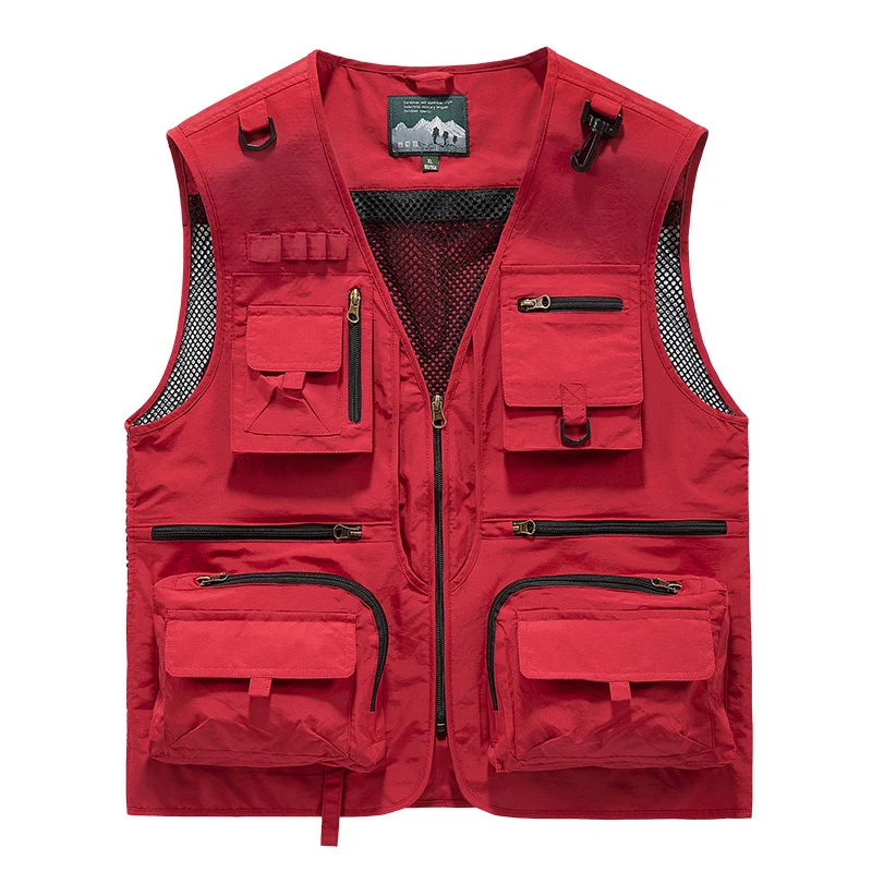 Herren Utility-Weste mit Multifachtaschen, Mesh-Belüftung und Reißverschluss Drune