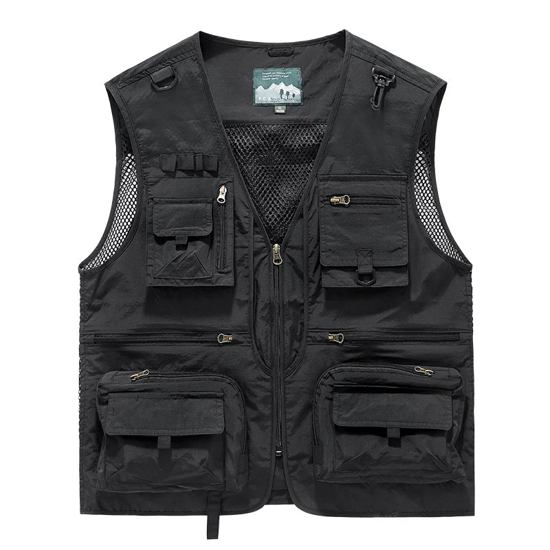 Herren Utility-Weste mit Multifachtaschen, Mesh-Belüftung und Reißverschluss Drune