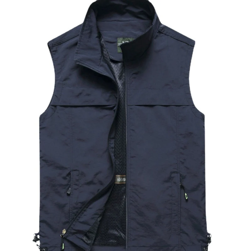 Herren Utility-Weste mit Mesh-Futter, Stehkragen und verstellbarem Kordelabschluss Drune