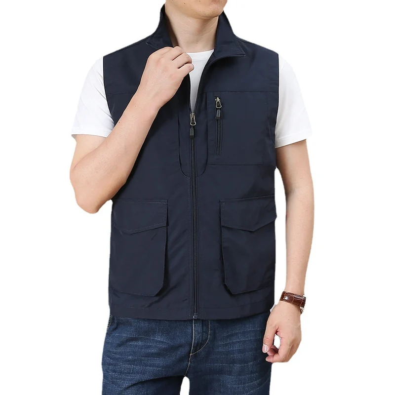 Herren Utility-Weste mit mehreren Taschen und Stehkragen Drune