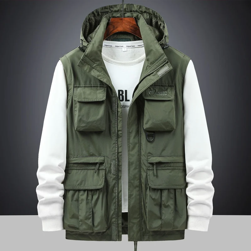 Herren Utility-Parka mit Multifach-Taschen, Kapuze und D-Ring Drune