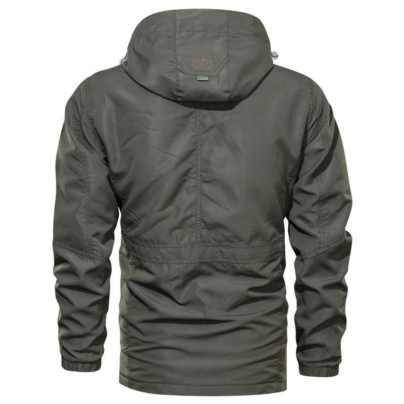Herren Utility-Parka mit Kapuze, verstellbarer Taillenregulierung und Multifunktionstaschen Drune