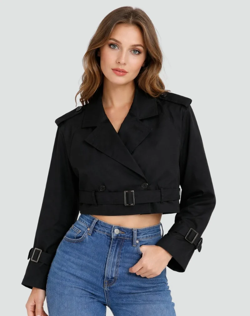 Charlotte | Chic Cropped Double-Breasted Trench Coat