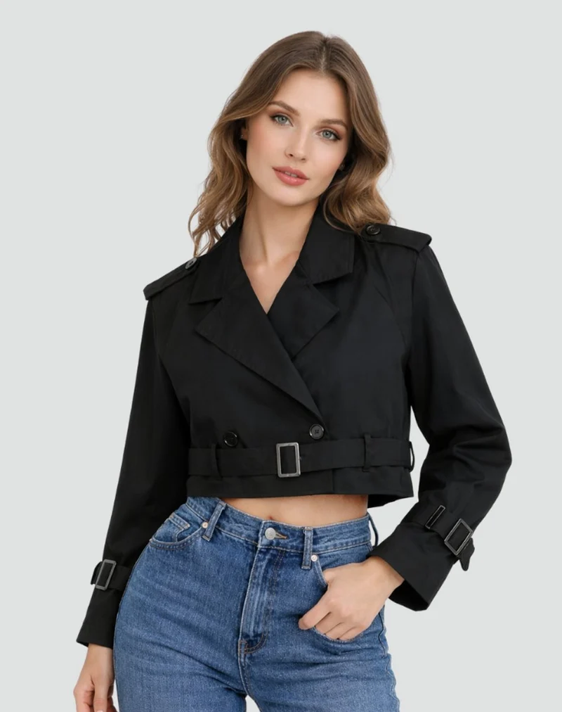 Charlotte | Chic Cropped Double-Breasted Trench Coat