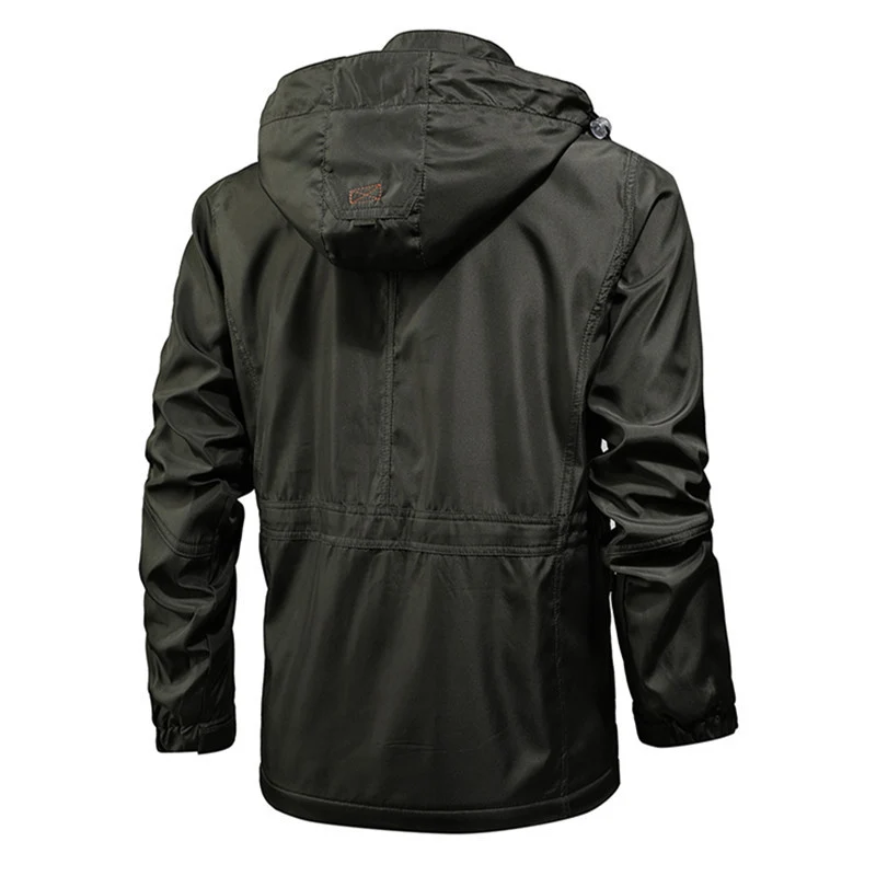 Herren Utility-Parka mit Kapuze, multifunktionalen Taschen und Taillen-Kordelzug Drune