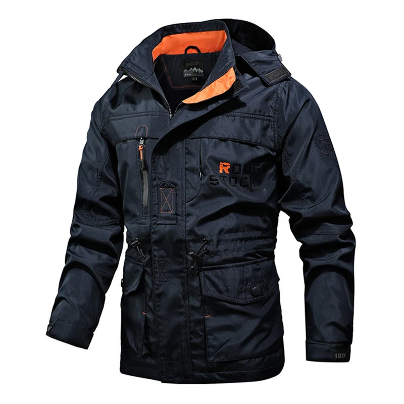 Herren Utility-Parka mit Kapuze, multifunktionalen Taschen und Taillen-Kordelzug Drune