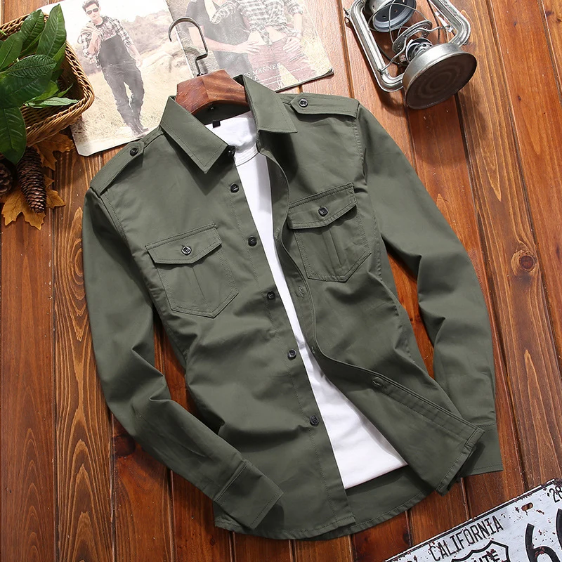 Herren Utility-Overshirt mit Schulterklappen und Brustpattentaschen Drune