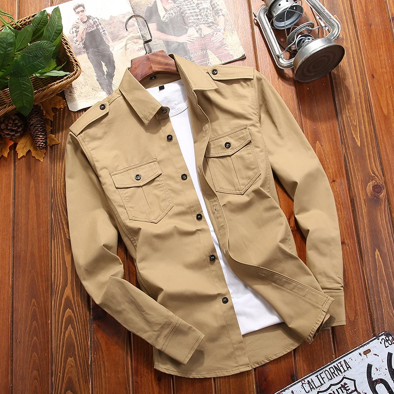 Herren Utility-Overshirt mit Schulterklappen und Brustpattentaschen Drune