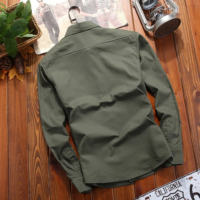 Herren Utility-Overshirt mit Brustpattentaschen und Hemdkragen Drune