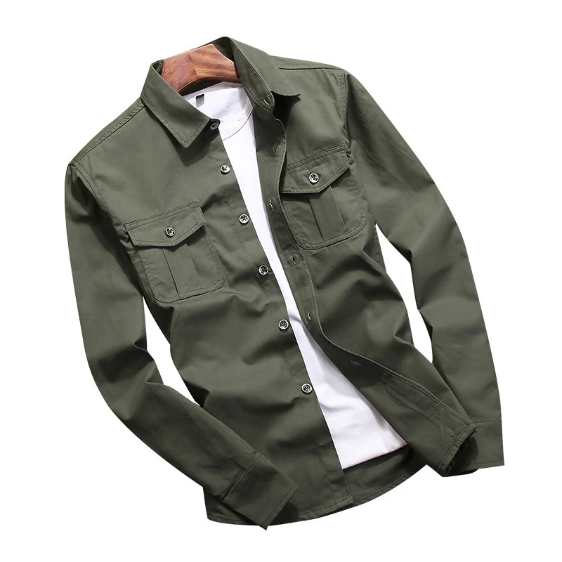 Herren Utility-Overshirt mit Brustpattentaschen und Hemdkragen Drune