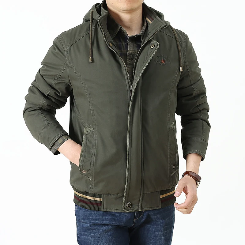 Herren Utility-Kapuzenjacke im Field-Parka-Stil mit Thermofutter und Multifunktions-Taschen Drune
