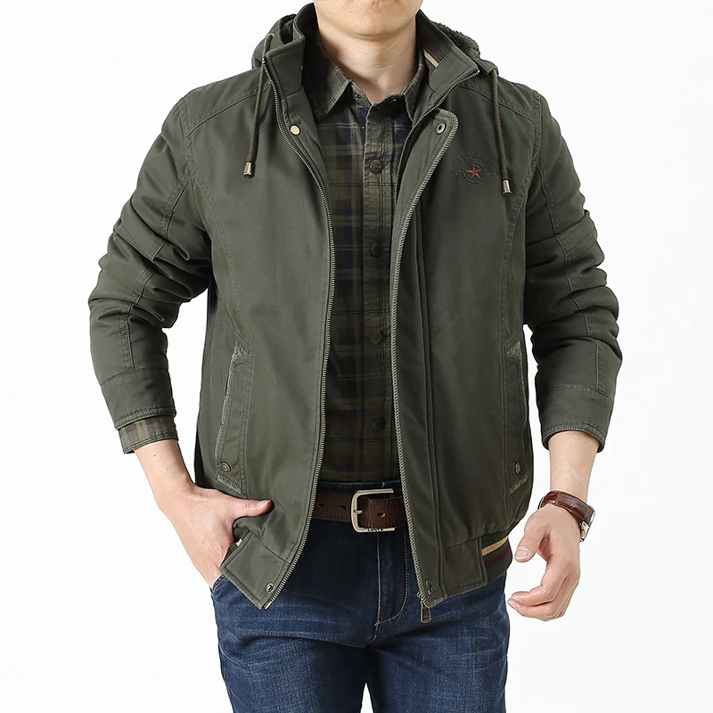 Herren Utility-Kapuzenjacke im Field-Parka-Stil mit Thermofutter und Multifunktions-Taschen Drune
