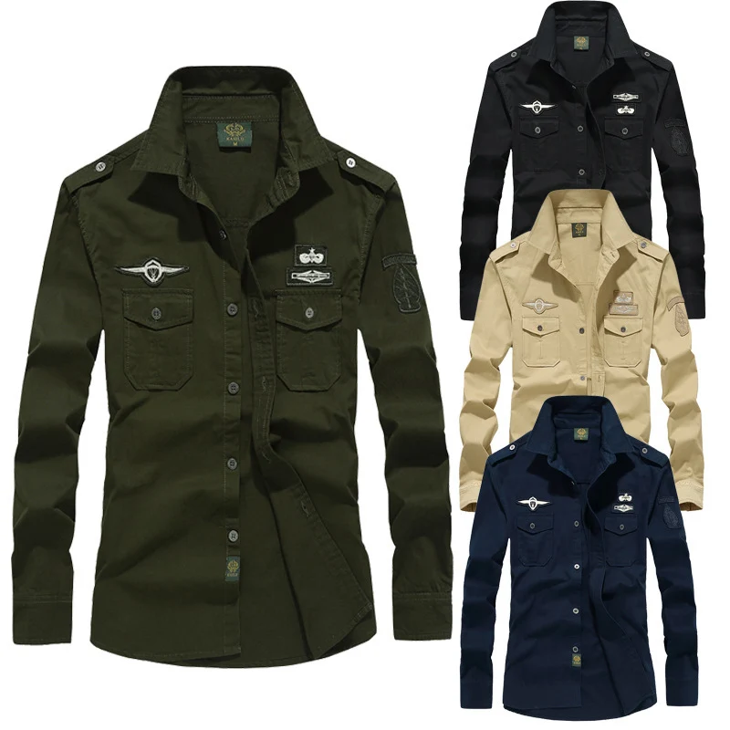 Herren Utility-Hemdjacke mit Schulterklappen, Brustpattentaschen und Badge-Applikationen Drune