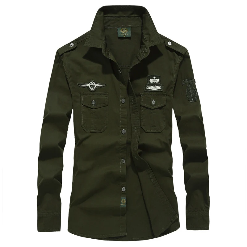 Herren Utility-Hemdjacke mit Schulterklappen, Brustpattentaschen und Badge-Applikationen Drune