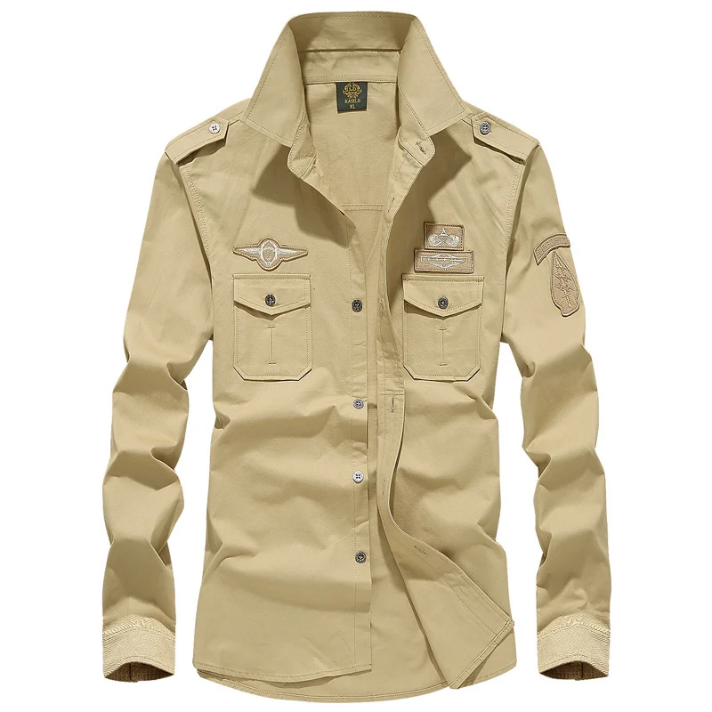Herren Utility-Hemdjacke mit Schulterklappen, Brustpattentaschen und Badge-Applikationen Drune