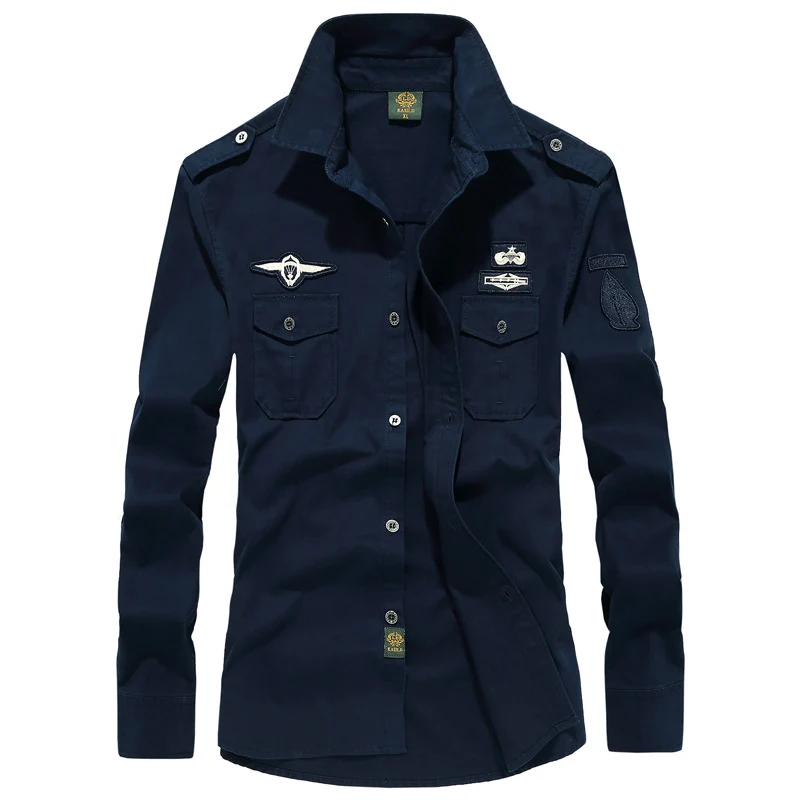 Herren Utility-Hemdjacke mit Schulterklappen, Brustpattentaschen und Badge-Applikationen Drune