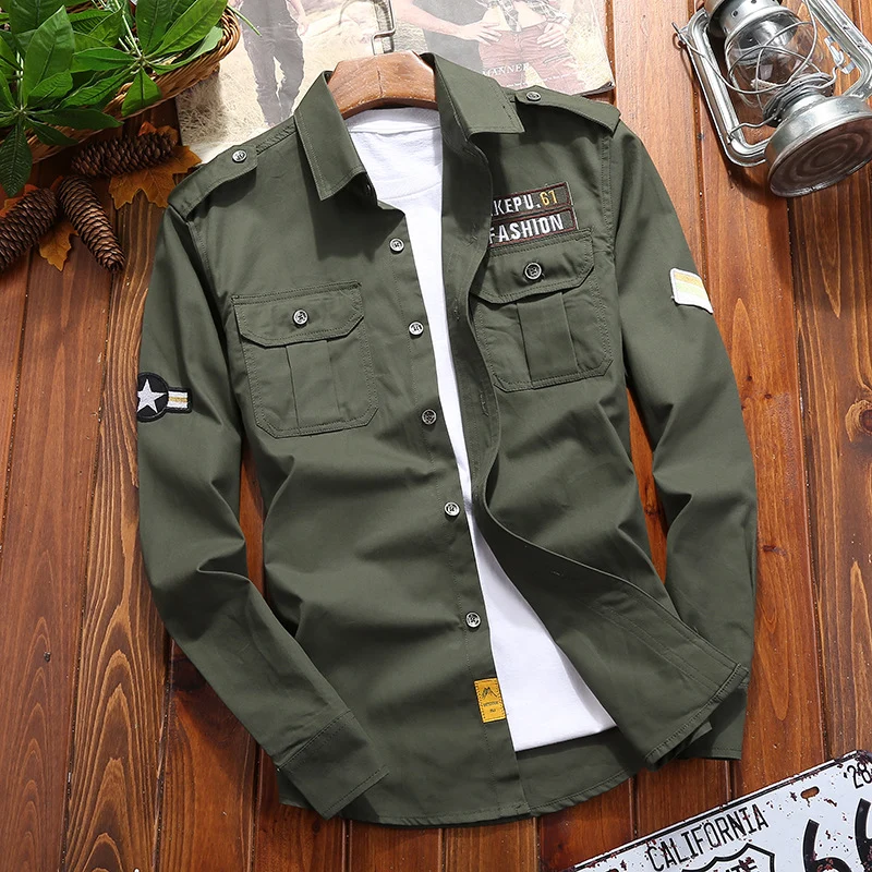 Herren Utility-Hemdjacke aus leichtem Baumwollcanvas mit Rollärmeln und Brustpattentaschen Drune