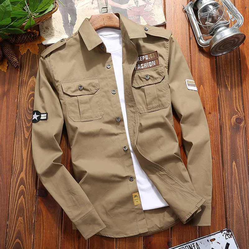 Herren Utility-Hemdjacke aus leichtem Baumwollcanvas mit Rollärmeln und Brustpattentaschen Drune