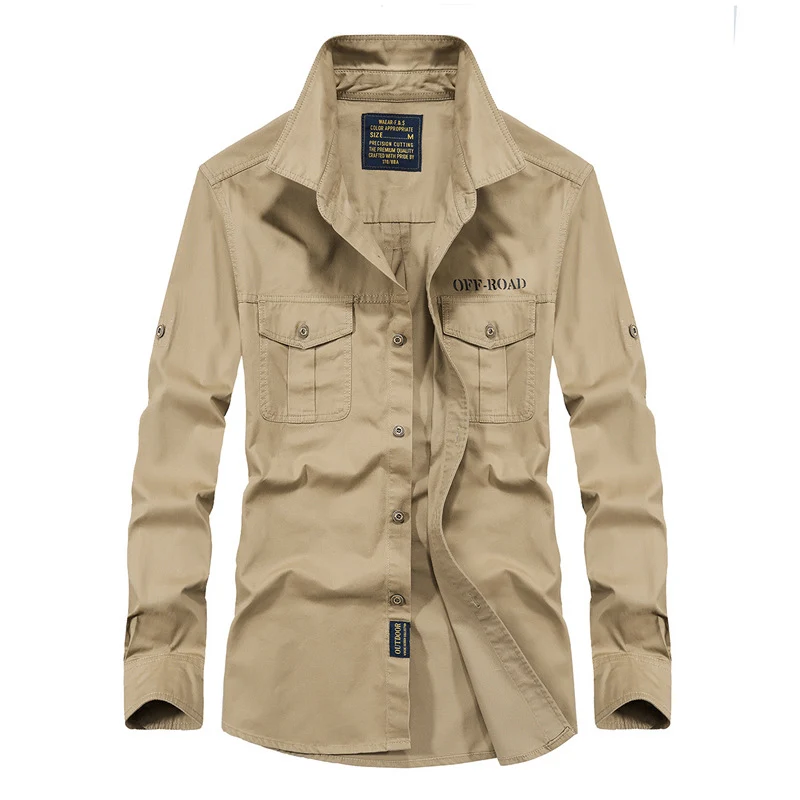 Herren Utility-Hemdjacke aus leichtem Baumwollcanvas mit Rollärmeln und Brustpattentaschen Drune