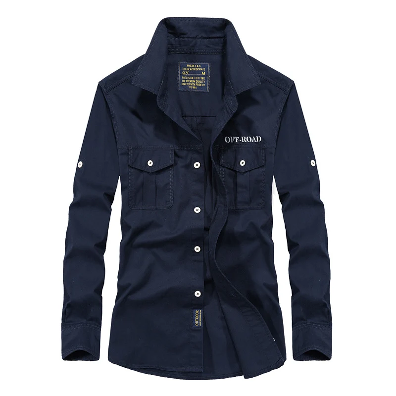 Herren Utility-Hemdjacke aus leichtem Baumwollcanvas mit Rollärmeln und Brustpattentaschen Drune