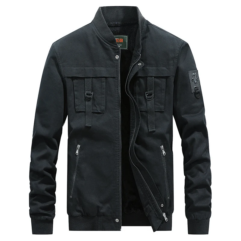 Herren Utility-Fieldjacke mit Stehkragen, D-Ring-Details und Reißverschlusstaschen Drune