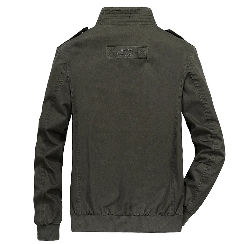 Herren Utility-Canvasblouson mit hohem Stehkragen, Schulterpatten und doppelter Frontöffnung Drune