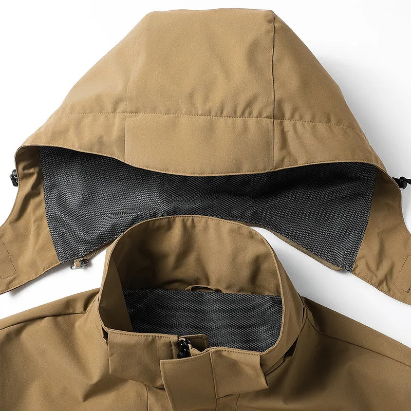 Herren urbaner wasserdichter Tech-Parka mit hochschließendem Kragen und minimalistischen Taschen Drune