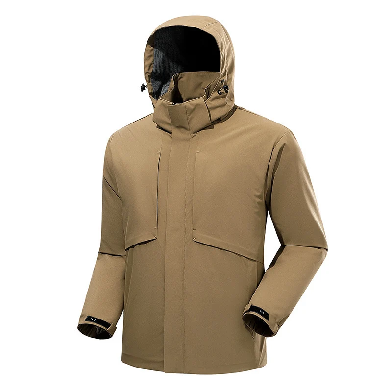 Herren urbaner wasserdichter Tech-Parka mit hochschließendem Kragen und minimalistischen Taschen Drune