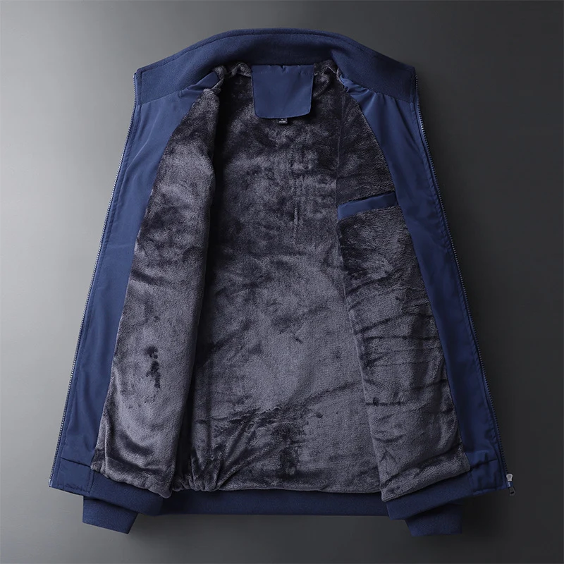 Herren urbaner Thermo-Zipblouson mit Teddyfleece-Innenfutter, Stehkragen und Reißverschlusstaschen Drune