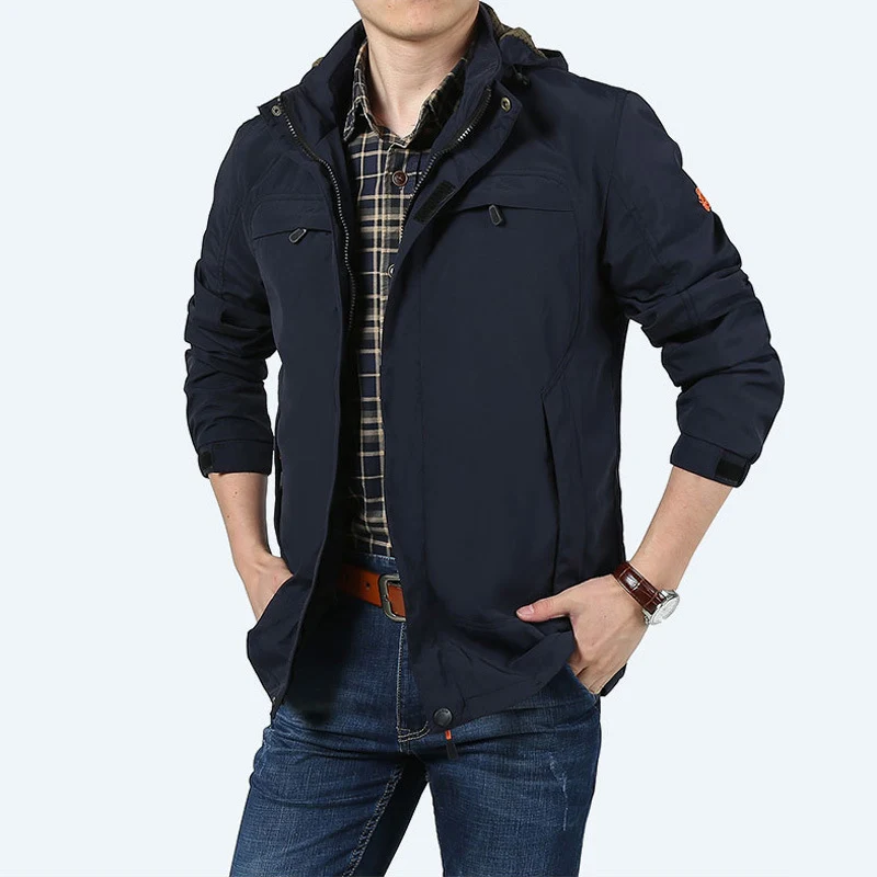 Herren urbaner Fieldparka mit versteckter Kapuze, wasserabweisender Shell und multifunktionalen Außentaschen Drune