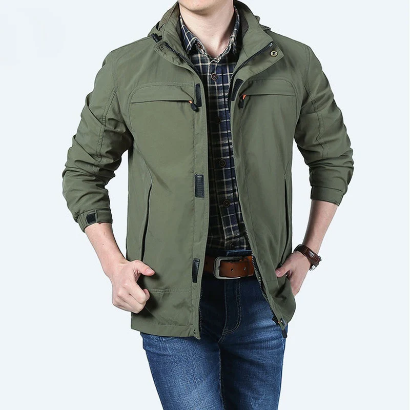 Herren urbaner Fieldparka mit versteckter Kapuze, wasserabweisender Shell und multifunktionalen Außentaschen Drune