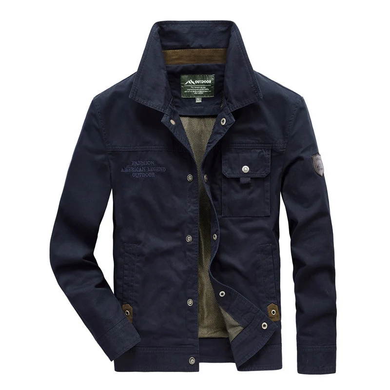 Herren Urbaner Canvas-Utility-Blouson mit Stehkragen, Mesh‑Fütterung und Brustpattentasche Drune