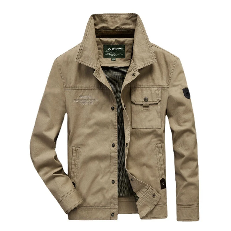 Herren Urbaner Canvas-Utility-Blouson mit Stehkragen, Mesh‑Fütterung und Brustpattentasche Drune