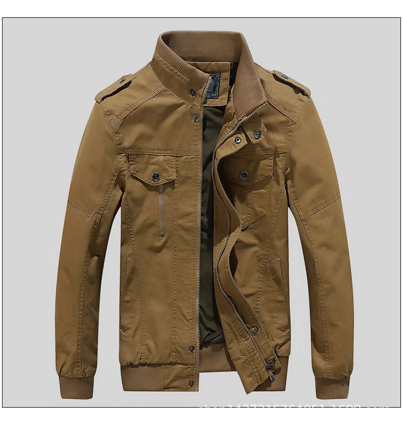 Herren Urbaner Canvas-Pilotblouson mit verstärkten Schultern, Stehkragen und verdecktem Reißverschluss Drune