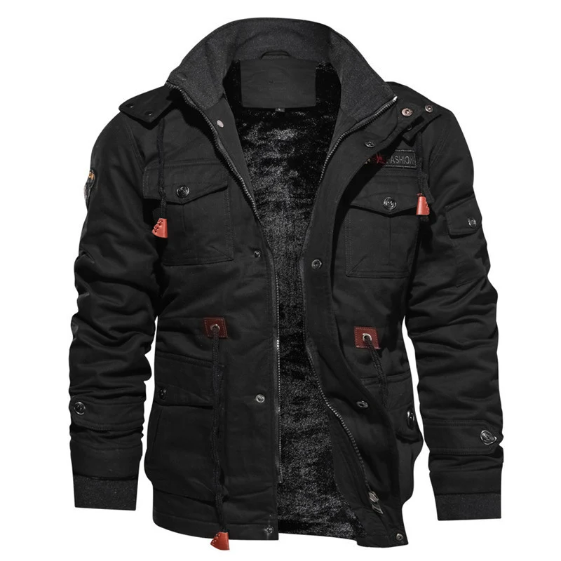 Herren urbaner Canvas-Fieldparka im Utility-Look mit Teddyfleece-Innenfutter und Multifunktions‑Taschen Drune