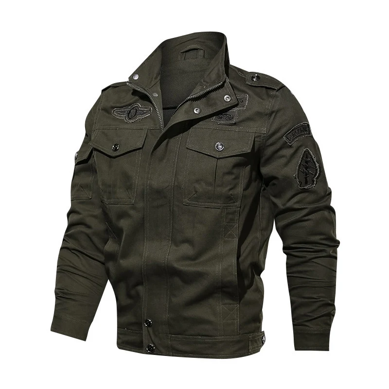 Herren Urbaner Canvas-Combat-Blouson mit verdeckter Zip-Leiste, Pattentaschen und Schulterepauletten Drune