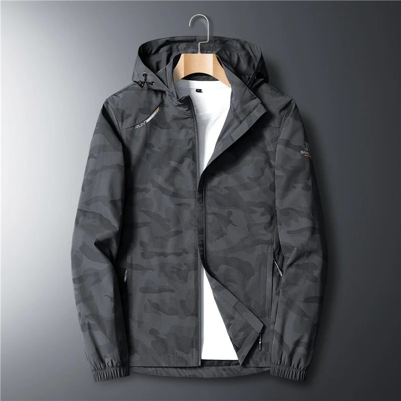 Herren Ultraleichter Softshell-Hoodie mit Tarnmuster, wasserabweisend und atmungsaktivem Meshfutter Drune