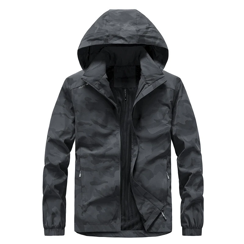 Herren Ultraleichter Softshell-Hoodie mit Tarnmuster, wasserabweisend und atmungsaktivem Meshfutter Drune