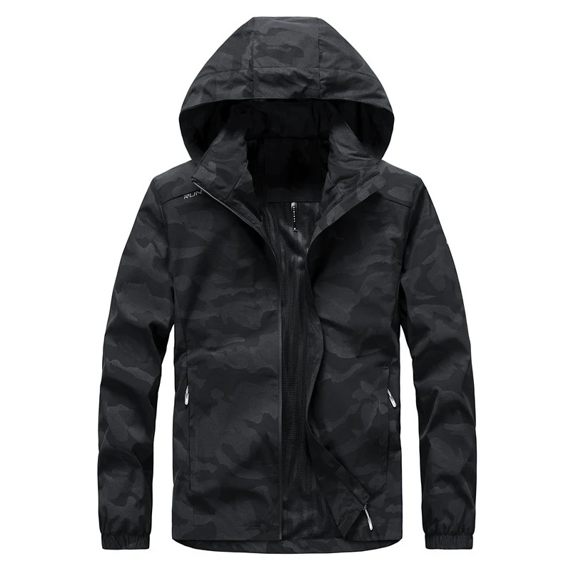 Herren Ultraleichter Softshell-Hoodie mit Tarnmuster, wasserabweisend und atmungsaktivem Meshfutter Drune