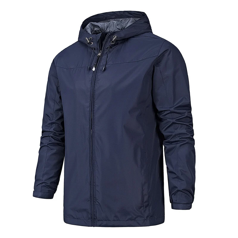 Herren Ultraleichte packbare Regenjacke mit Kapuze und verdecktem Reißverschluss Drune