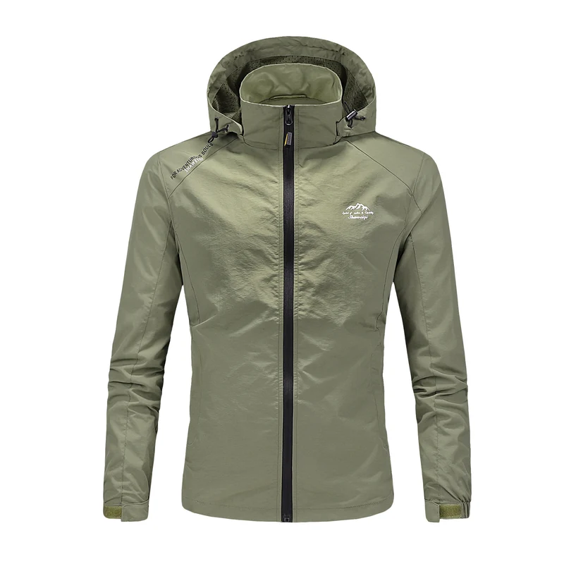 Herren Ultraleichte packbare Outdoorjacke mit hohem Kragen, Kapuze und atmungsaktivem Meshfutter Drune