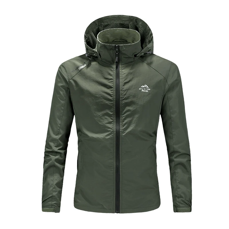 Herren Ultraleichte packbare Outdoorjacke mit hohem Kragen, Kapuze und atmungsaktivem Meshfutter Drune