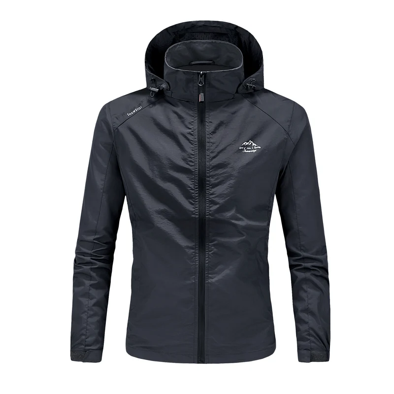Herren Ultraleichte packbare Outdoorjacke mit hohem Kragen, Kapuze und atmungsaktivem Meshfutter Drune